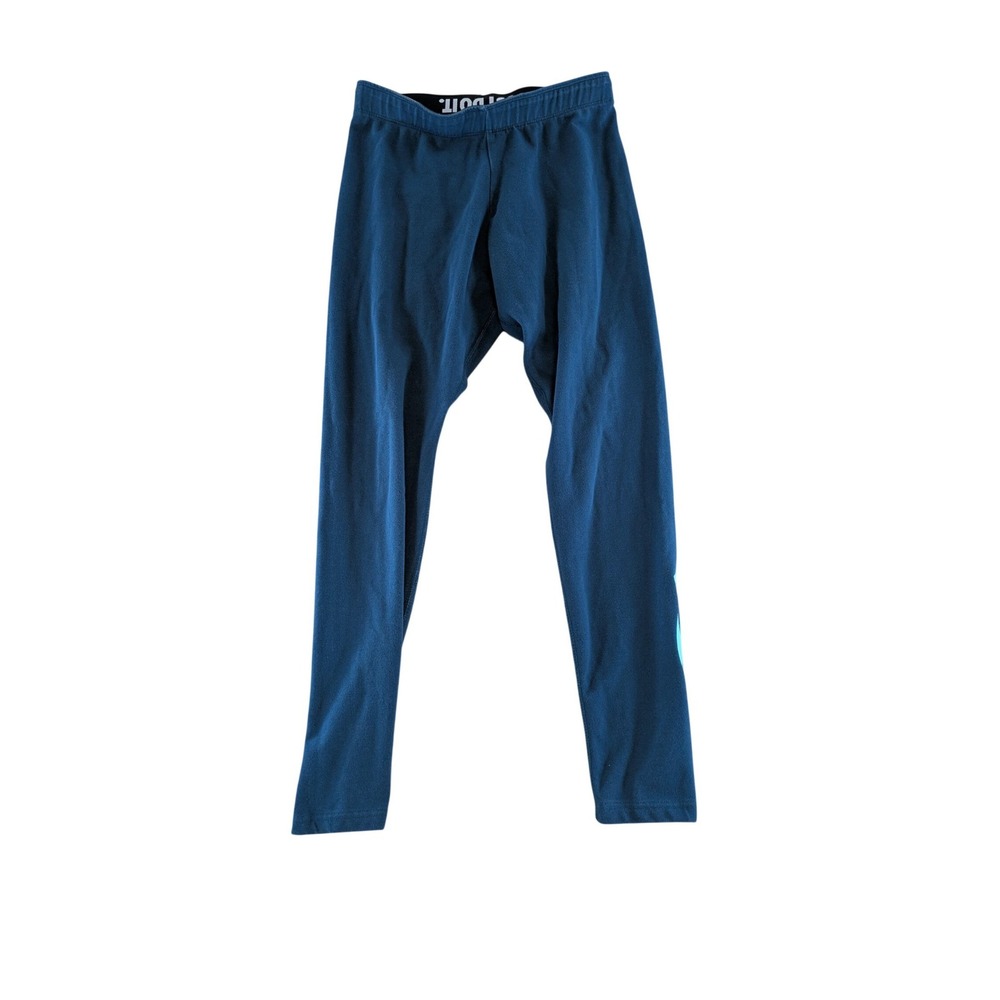 Nike Womens Teal Blue Just Do It Waistband Graphic Logo Leggings Size M